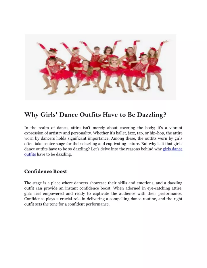 why girls dance outfits have to be dazzling