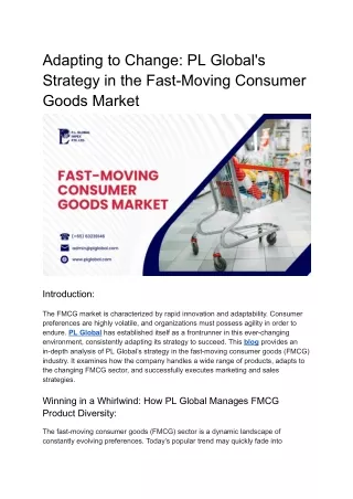 Adapting to Change - PL Global's Strategy in the Fast-Moving Consumer Goods Market
