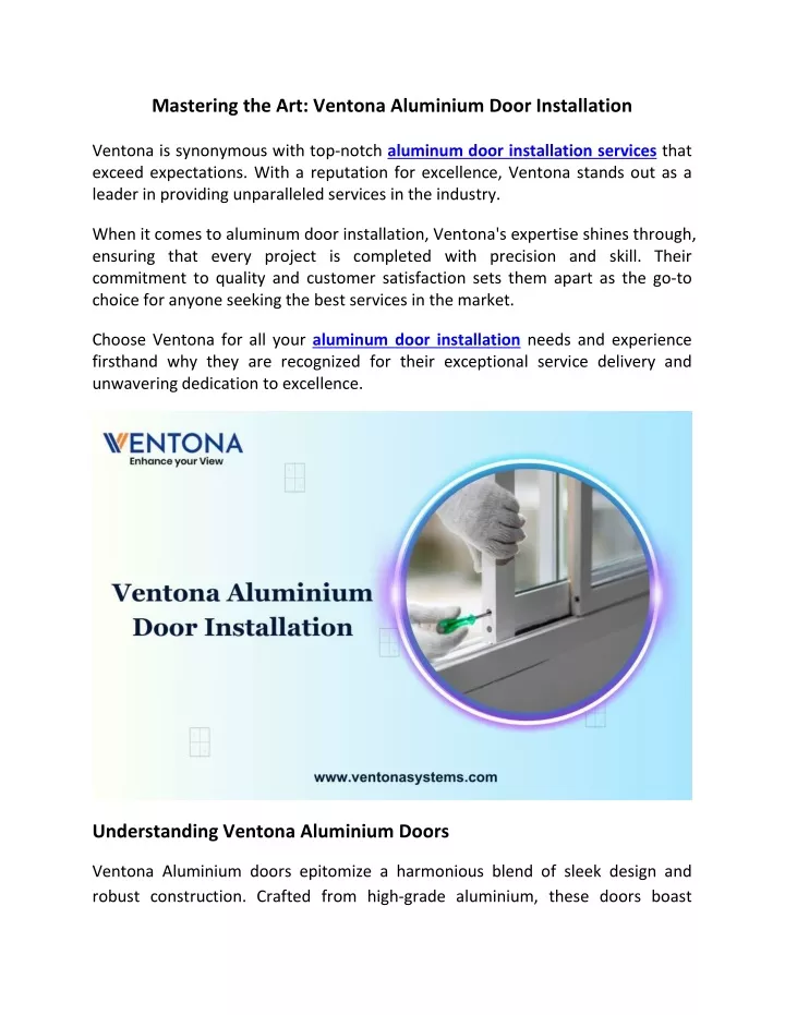 mastering the art ventona aluminium door