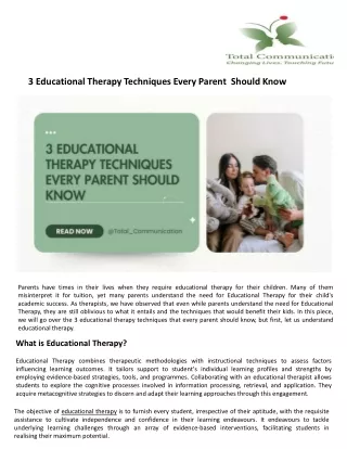 3 Educational Therapy Techniques Every Parent Should Know