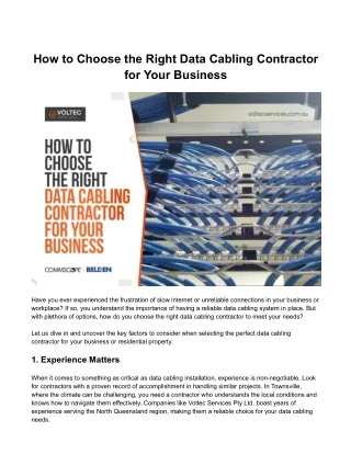 How to Choose the Right Data Cabling Contractor for Your Business