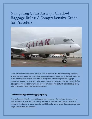 Navigating Qatar Airways Checked Baggage Rules: A Comprehensive Guide for Travel