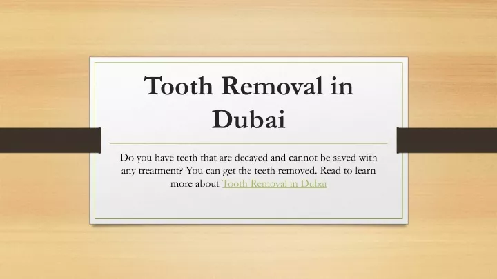 tooth removal in dubai