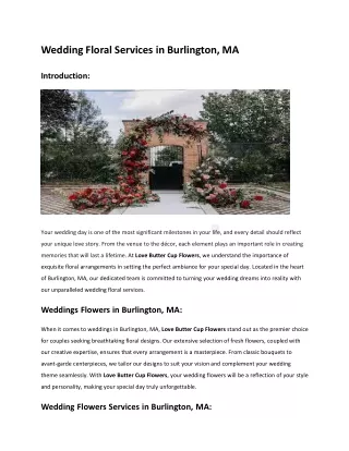 Wedding Floral Services in Burlington