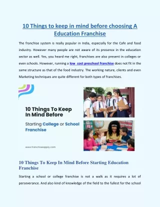 10 Things To Keep In Mind Before Choosing A College Or School Franchise