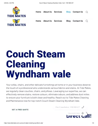 Couch Steam Cleaning Wyndham Vale | Tide Mates