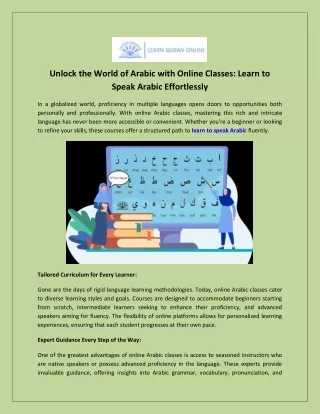 Unlock the World of Arabic with Online Classes: Learn to Speak Arabic Effortless
