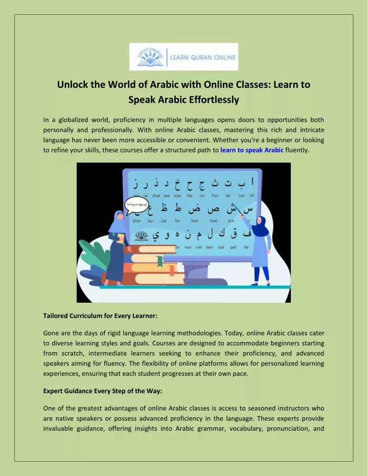 unlock the world of arabic with online classes