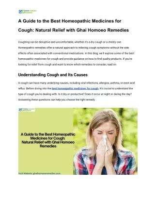 A Guide to the Best Homeopathic Medicines for Cough_ Natural Relief with Ghai Homoeo Remedies