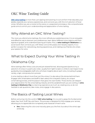 OKC Wine Tasting Guide