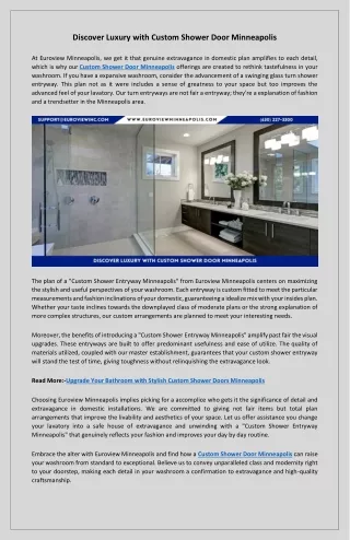 Enhance Your Bathroom Decor Custom Shower Door Minneapolis