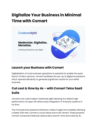 digitalize your business in minimal time with