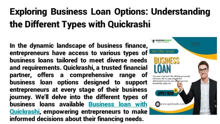 exploring business loan options understanding the different types with quickrashi