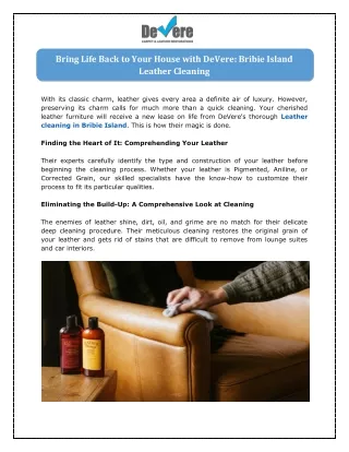 Bring Life Back to Your House with DeVere Bribie Island Leather Cleaning