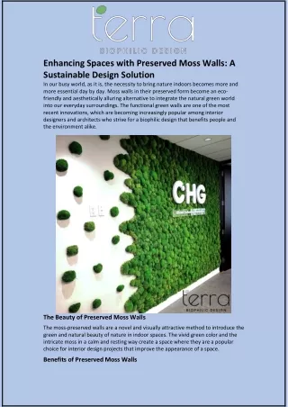 Enhancing Spaces with Preserved Moss Walls: A Sustainable Design Solution