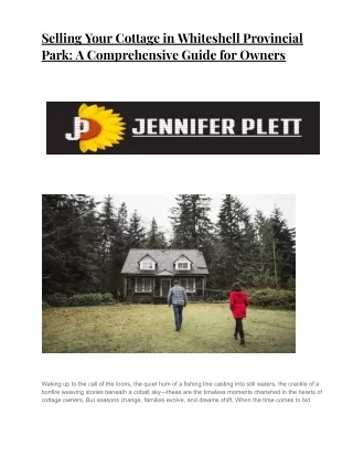 Jenniferplett Winnipeg Realtor - Selling Your Cottage in Whiteshell Provincial Park_ A Comprehensive Guide for Owners
