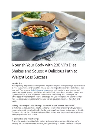 Nourish Your Body with 23BMI -consultation for weight loss