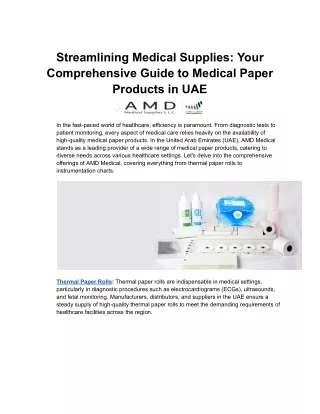 Streamlining Medical Supplies_ Your Comprehensive Guide to Medical Paper Products in UAE