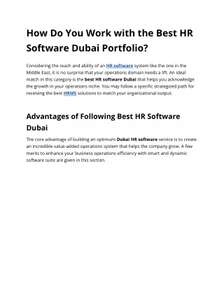 How Do You Work with the Best HR Software Dubai Portfolio