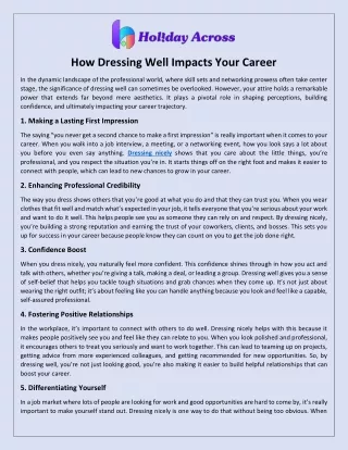 How Dressing Well Impacts Your Career