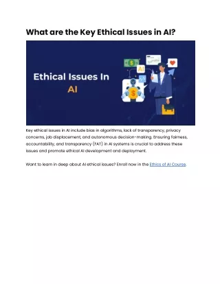 What are the key ethical issues in AI_