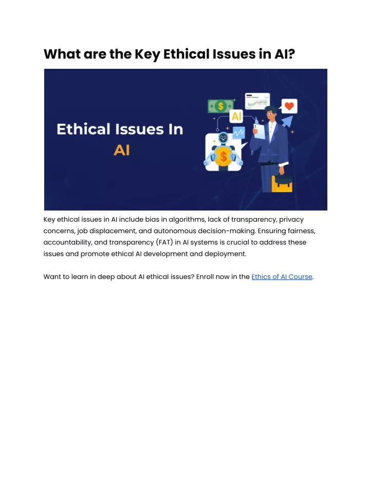 what are the key ethical issues in ai