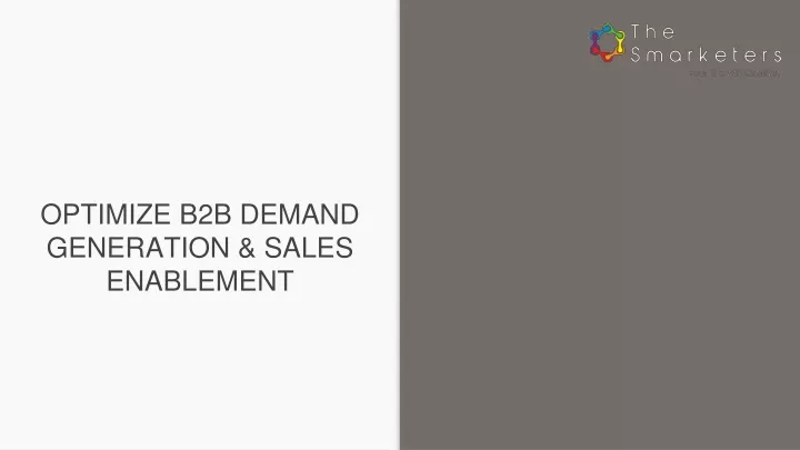 optimize b2b demand generation sales enablement