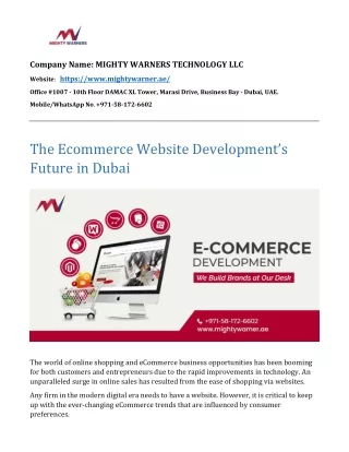 Ecommerce Website Development’s Future in Dubai