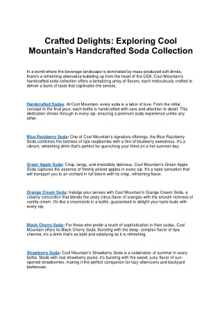 Exploring Cool Mountain's Handcrafted Soda Collection