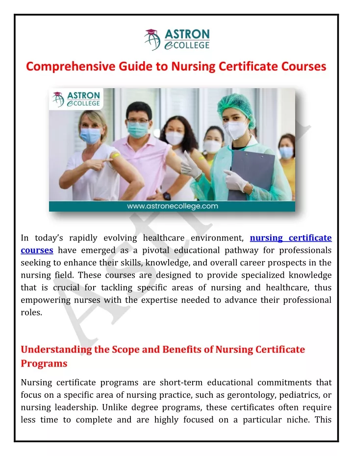 comprehensive guide to nursing certificate courses