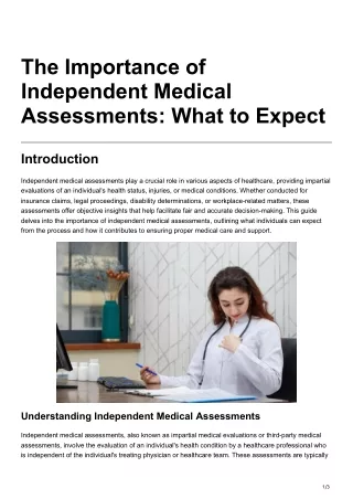 The Importance of Independent Medical Assessments What to Expect