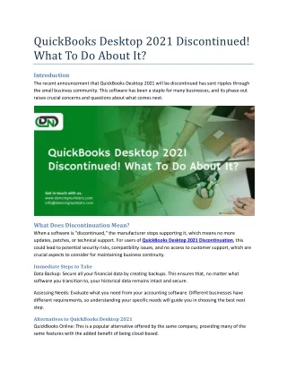 QuickBooks Desktop 2021 Discontinued What To Do About It