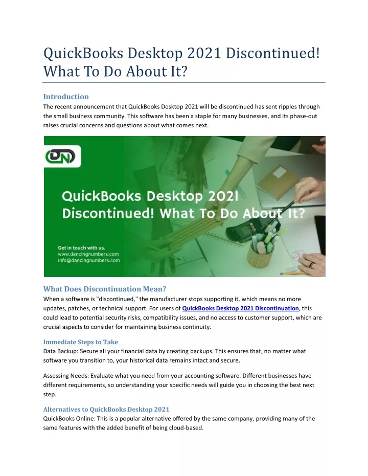 quickbooks desktop 2021 discontinued what
