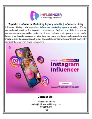 Top Micro Influencer Marketing Agency in India  Influencer Hiring