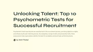 Unlocking Talent: Top 10 Psychometric Tests for Successful Recruitment