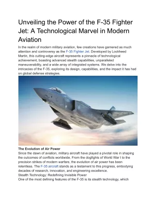 Unveiling the Power of the F-35 Fighter Jet_ A Technological Marvel in Modern Aviation