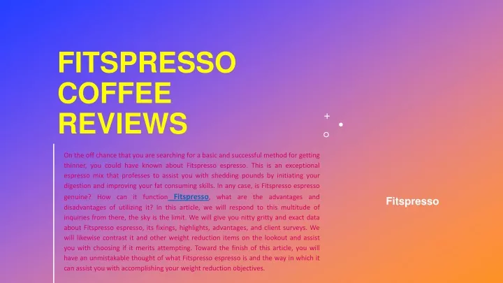 fitspresso coffee reviews