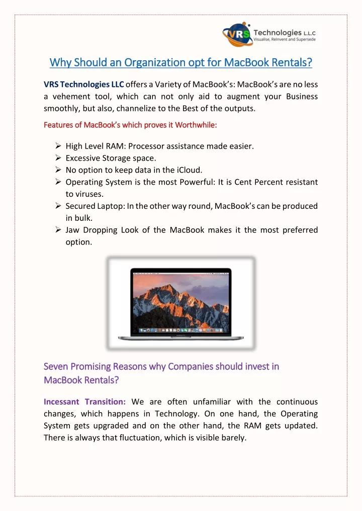 why should an organization opt for macbook