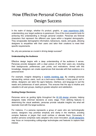 Crafting Success How Effective Persona Creation Drives Design Success