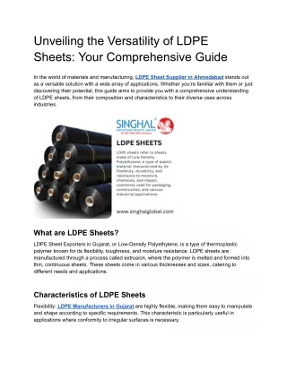 LDPE Sheet Supplier in Ahmedabad