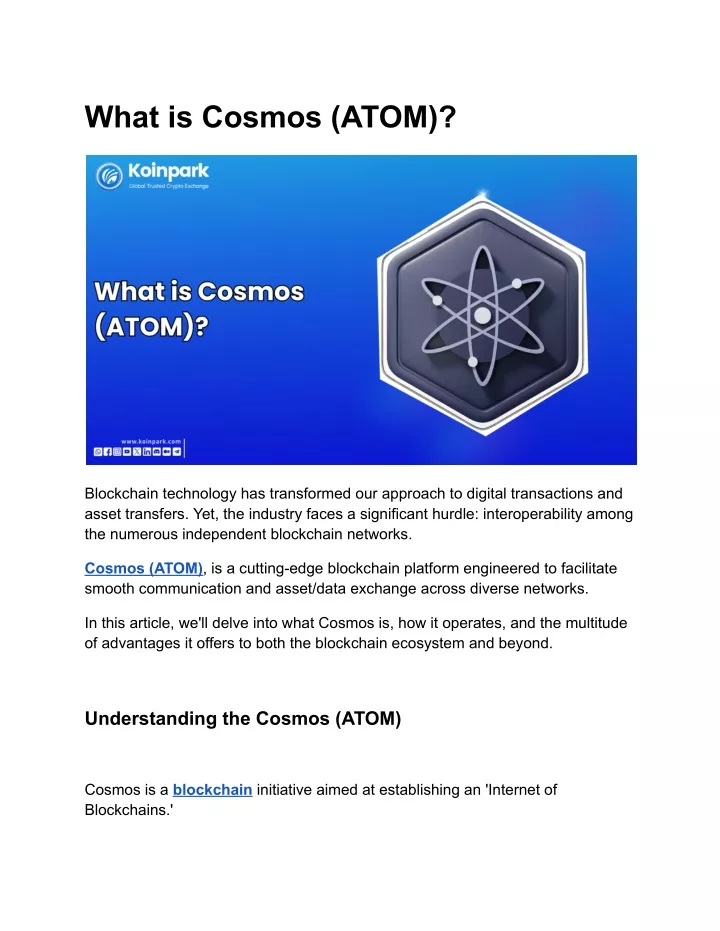 PPT What Is Cosmos ATOM PowerPoint Presentation Free Download ID 13147073