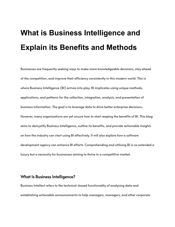 what is business intelligence and