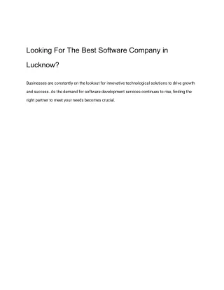 Looking For The Best Software Company in Lucknow
