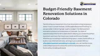 Budget-Friendly Basement Renovation Solutions in Colorado