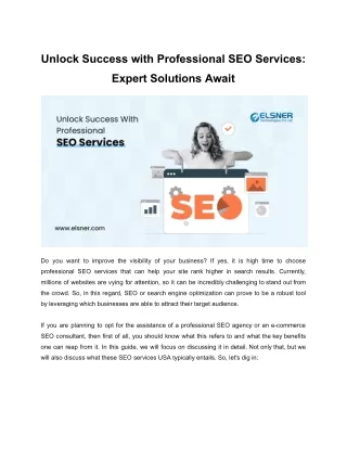 Unlock Success with Professional SEO Services_ Expert Solutions Await
