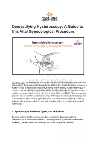 Demystifying Hysteroscopy A Guide to this Vital Gynecological Procedure