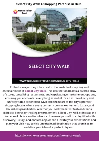 Select City Walk A Shopping Paradise in Delhi