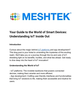 Your Guide to the World of Smart Devices_ Understanding IoT Inside Out