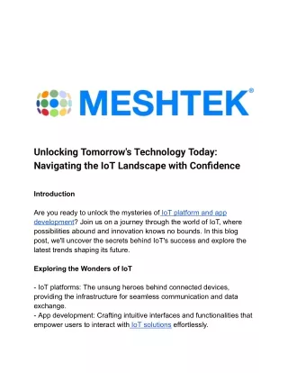 Unlocking Tomorrow's Technology Today_ Navigating the IoT Landscape with Confidence