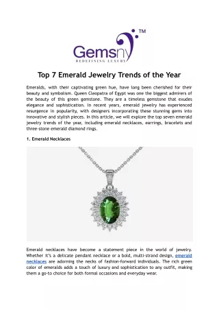 Emerald Jewelry Trends of the Year: Get Ready to Look Fabulous!